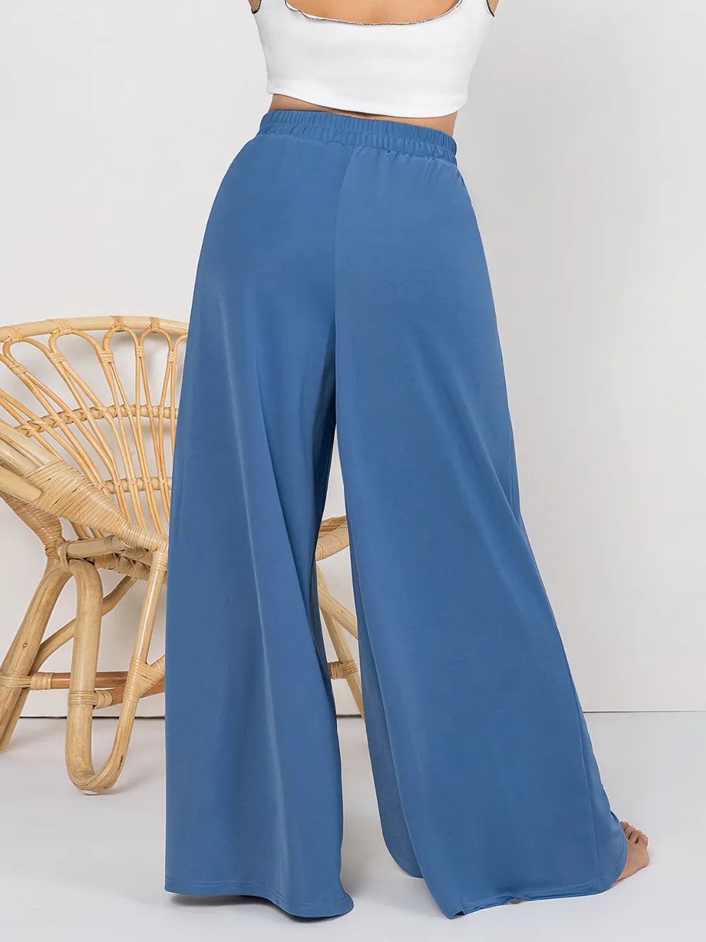 Plus Size Tied Slit Wide Leg Pants Plus size pants Luxurious Weddings
