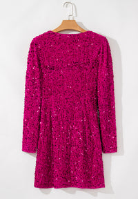 Sequin Surplice Long Sleeve Mini Dress Mini Dress Luxurious Weddings