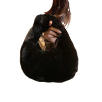 Fur Women's Small Half Bag Short Handle Clutch Handbags Luxurious Weddings