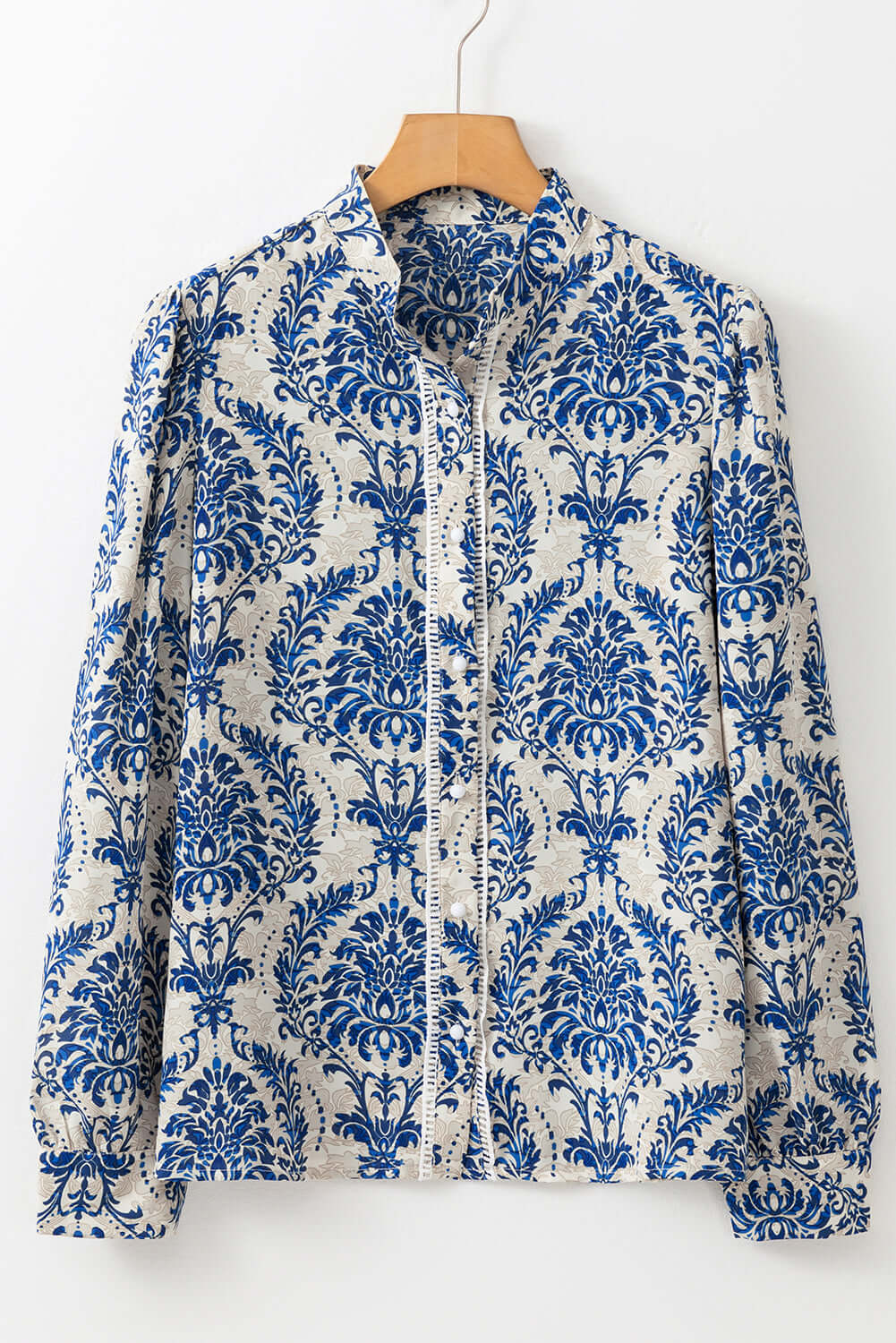 Sky Blue Bohemian Printed Bishop Sleeve Lace Shirt Tops/Blouses & Shirts Luxurious Weddings