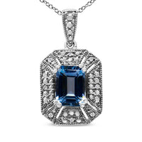 .925 Sterling Silver Topaz &amp; Diamond Accent Pendant Necklace Jewellery Luxurious Weddings