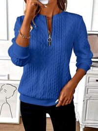 Texture Half Zip Long Sleeve Sweatshirt sweater Luxurious Weddings