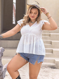 Plus Size V-Neck Cap Sleeve Blouse Blouse Luxurious Weddings