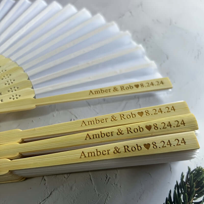 Custom Silk Hand Fans – 30 Pieces Elegant Favors Party Supplies Luxurious Weddings