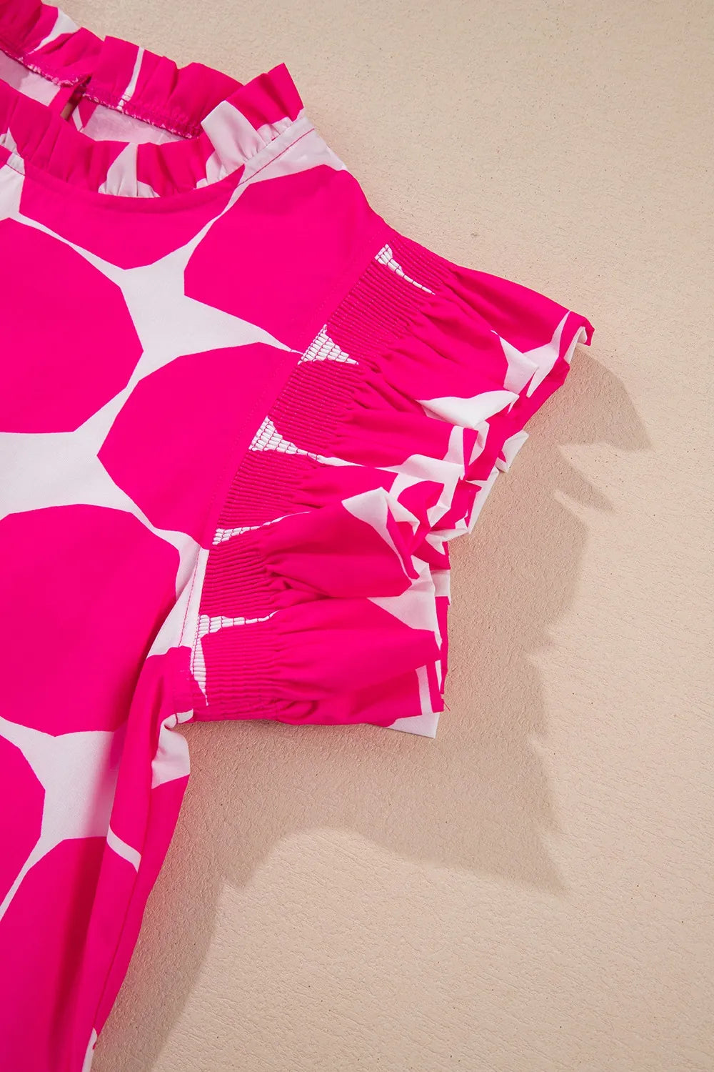 Bubblegum Pattern Frilled Collar Flutter Sleeve Top Blouses Luxurious Weddings