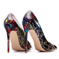 Women’s Graffiti high heel pumps with colorful design, perfect for formal wear & accessories in NZ.