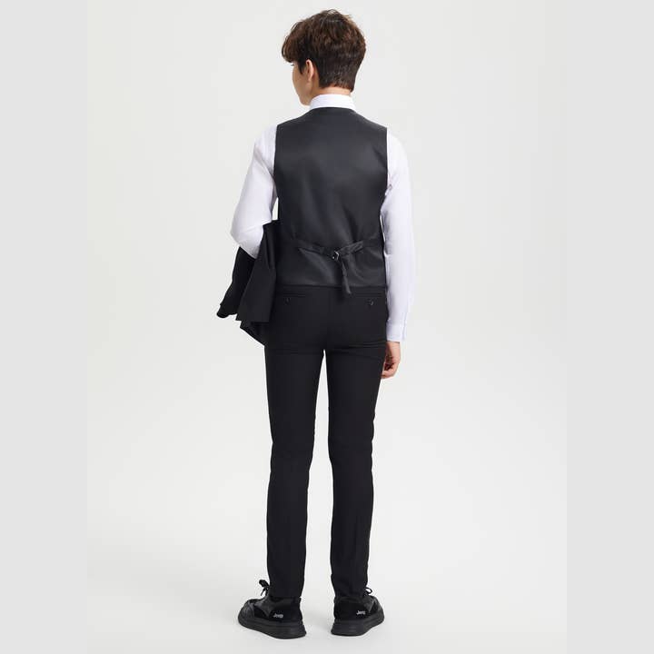 Stacy Adams Boys Suit 5-Piece Set | Black Suits Luxurious Weddings