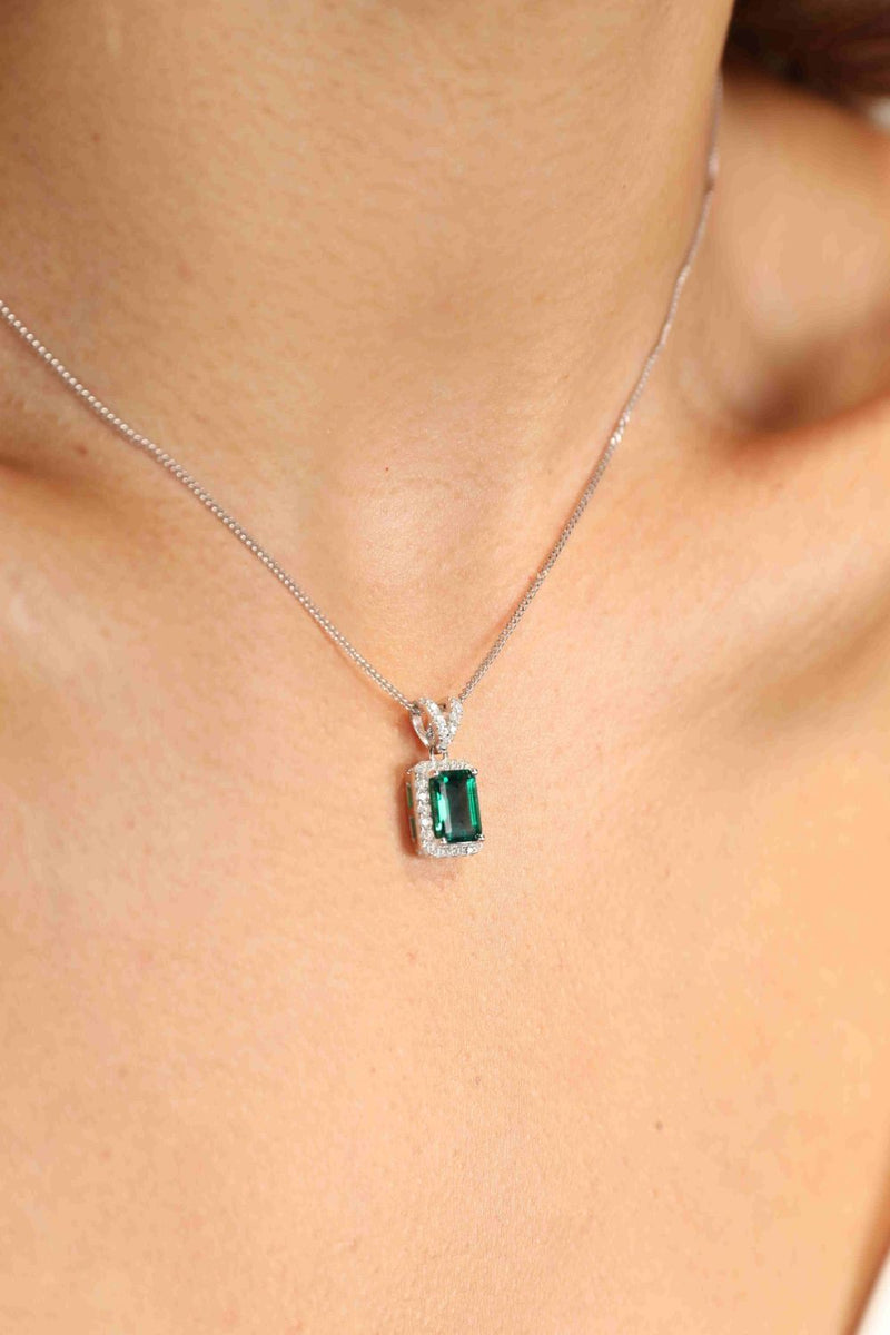 Adored 1.25 Carat Lab-Grown Emerald Pendant Necklace Necklace Luxurious Weddings