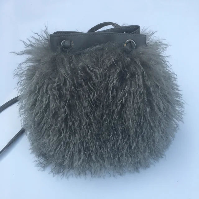 Long Fur Wool Bucket Bag Handbags Luxurious Weddings
