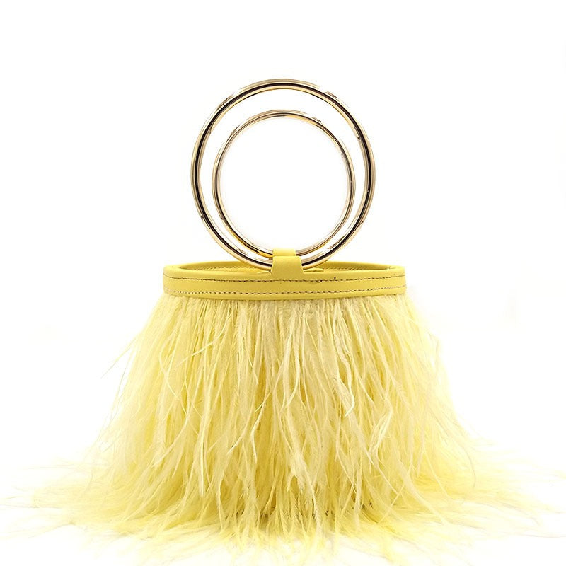 portable chain bag imported ostrich feather Handbags Luxurious Weddings