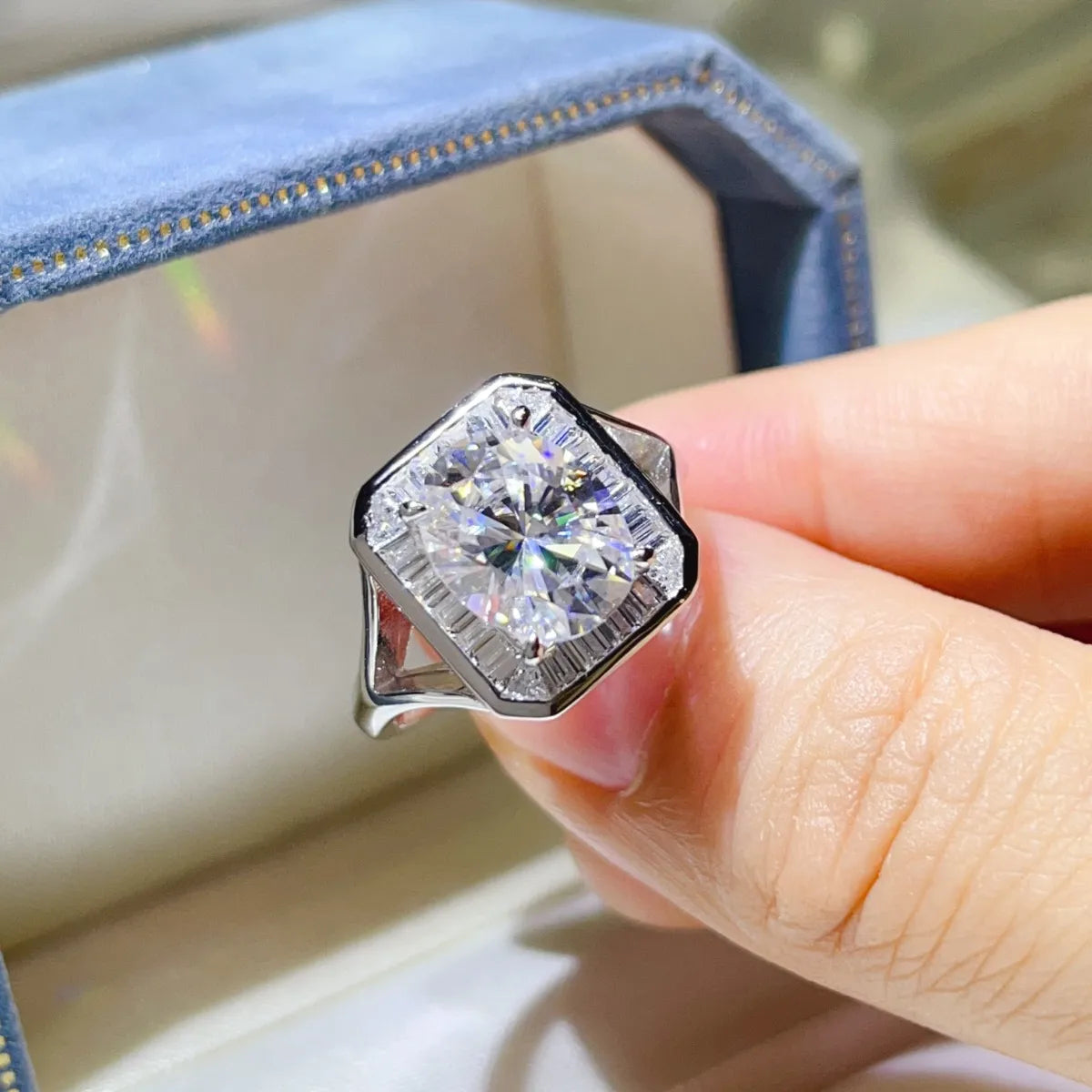 3 Carat Moissanite Engagement Square Ring Luxurious Weddings
