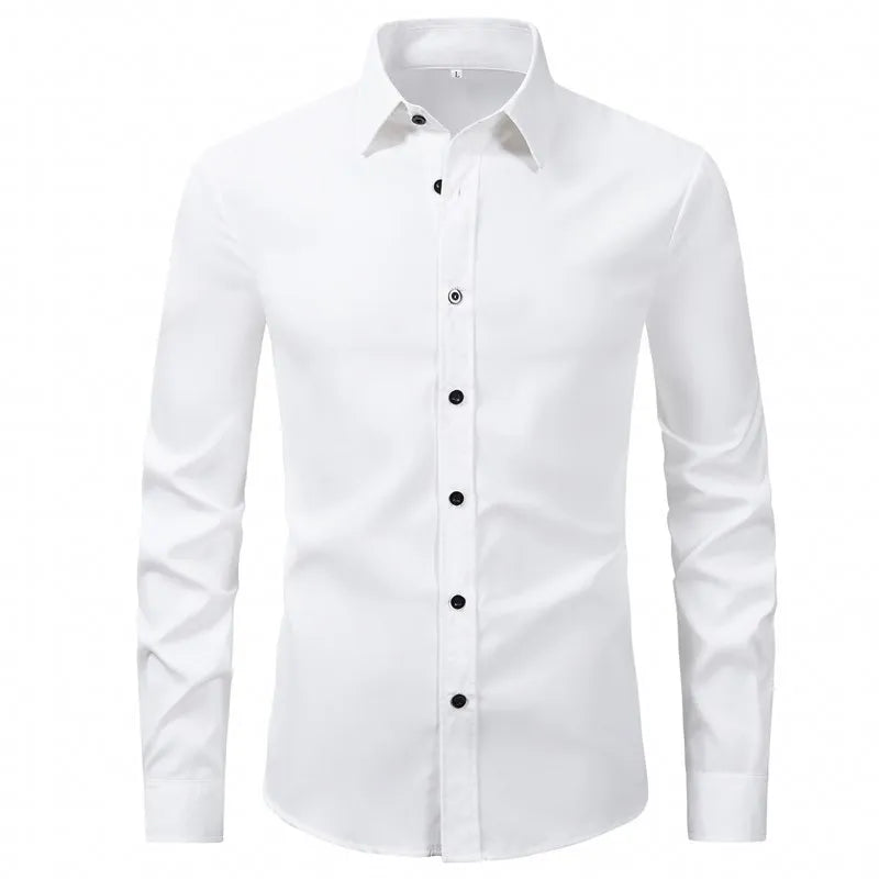 Men's Plus Size Long Sleeve Shirt - White Shirt Luxurious Weddings