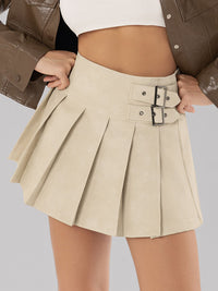 Buckle Decor Pleated Mini Skirt Skirt Suit Luxurious Weddings
