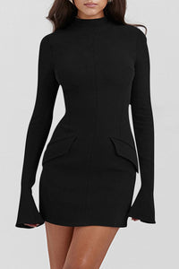 Mock Neck Long Sleeve Mini Dress Dresses/Mini Dresses Luxurious Weddings