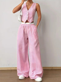 Striped Vest Top and Wide Leg Pants Two-Piece Set Coords Luxurious Weddings