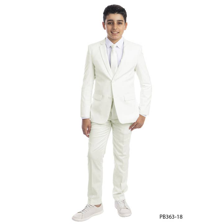 Off-White Perry Ellis Boys Suit, Slim-Fit 5pc (Includes Tie) Suits Luxurious Weddings