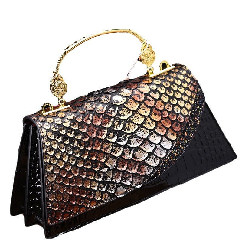 Snake grain leather trapezoid bag Handbags Luxurious Weddings