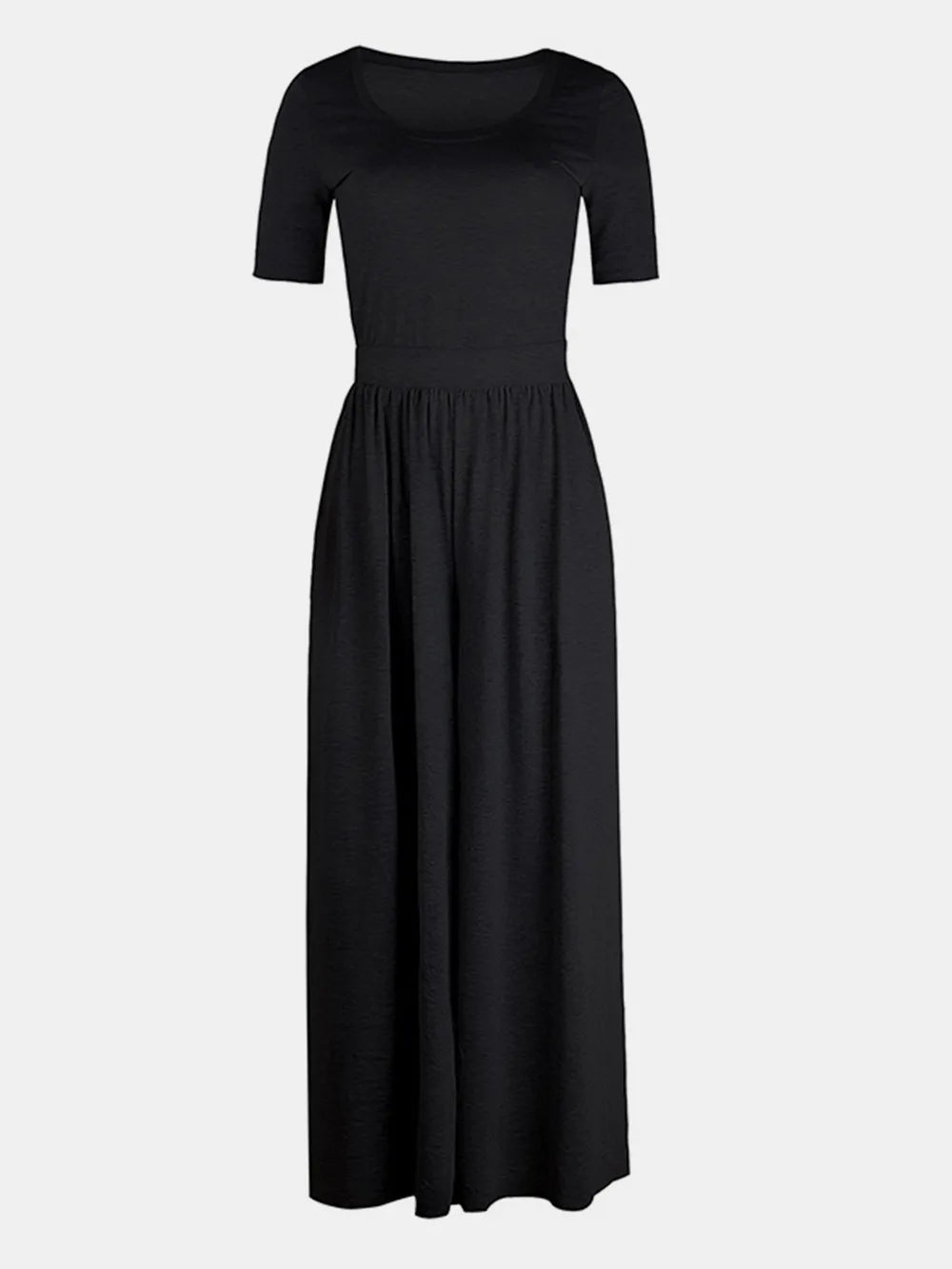 Scoop Neck Short Sleeve Jumpsuit Jumpsuit Luxurious Weddings