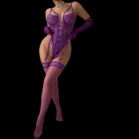 Verführerisches Dessous-Set mit Spitzenbody und Handschuhen