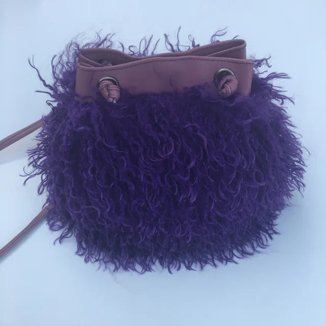 Long Fur Wool Bucket Bag Handbags Luxurious Weddings