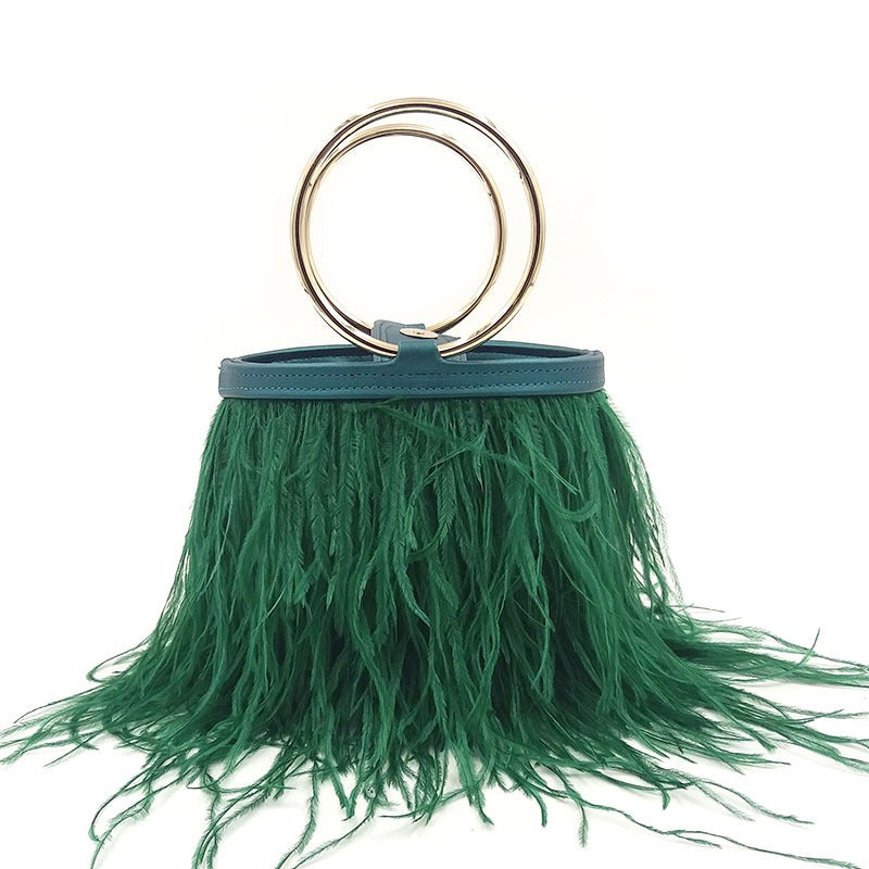 portable chain bag imported ostrich feather Handbags Luxurious Weddings