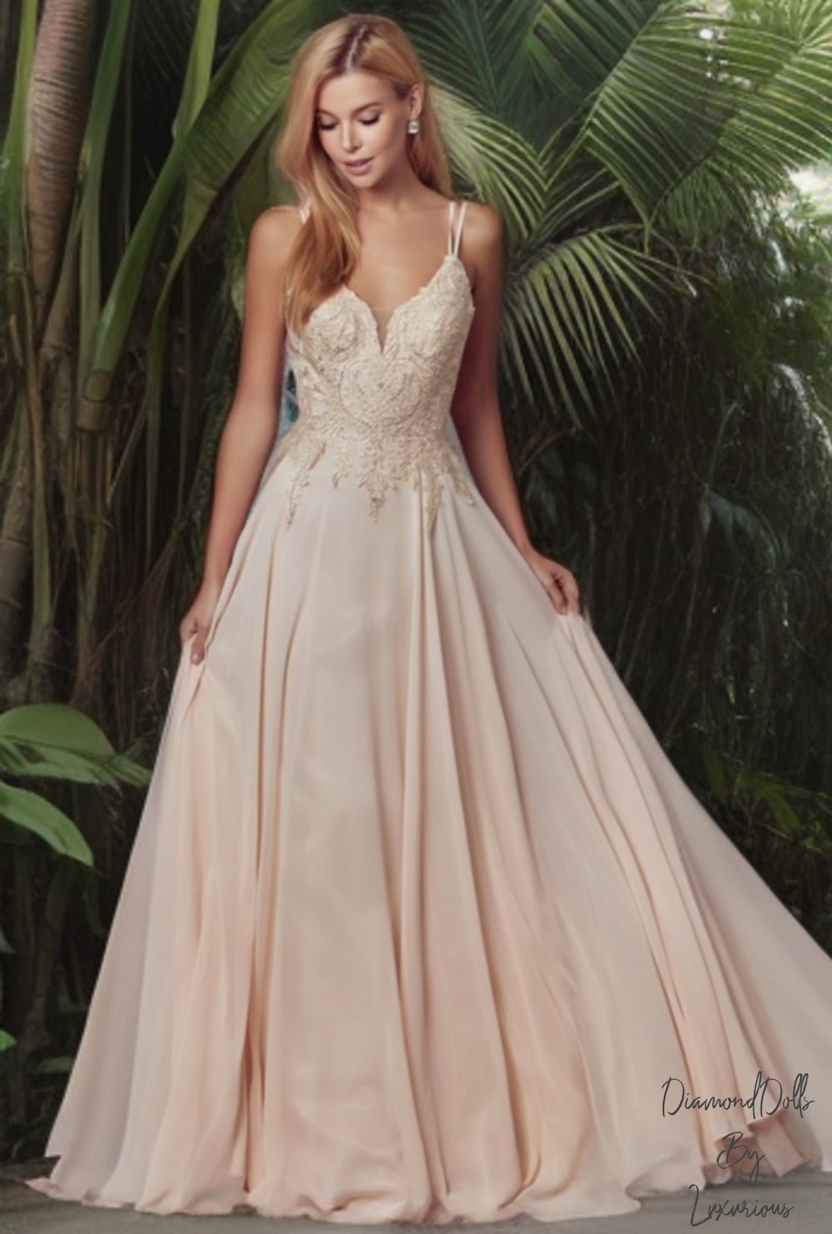 Embroidered Lace Chiffon Prom Dresss Luxurious Weddings