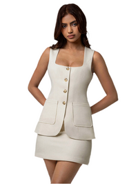 Button Down Sleeveless Top and Skirt Set