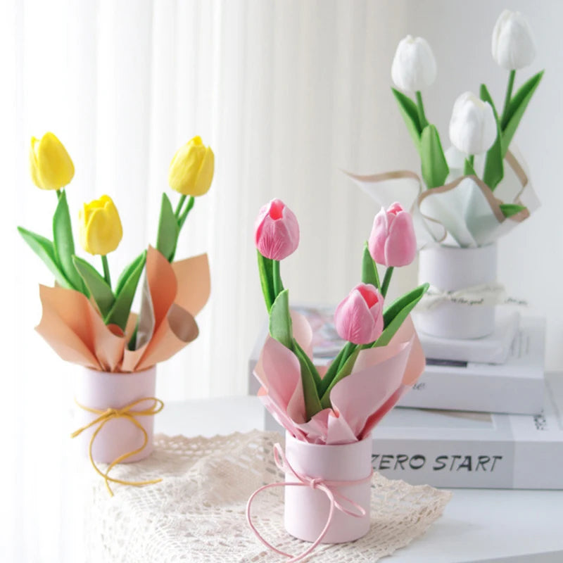 4Pcs Mini Flower Box Portable Round Rose Bouquet Bucket Boxes Wedding Favors Luxurious Weddings