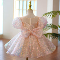 Girls Piano Performance Sequin Princess Dress Luxurious Weddings