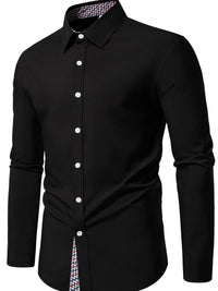 Men's Button-Down Shirt with Checkered Contrast Trim Shirt Luxurious Weddings