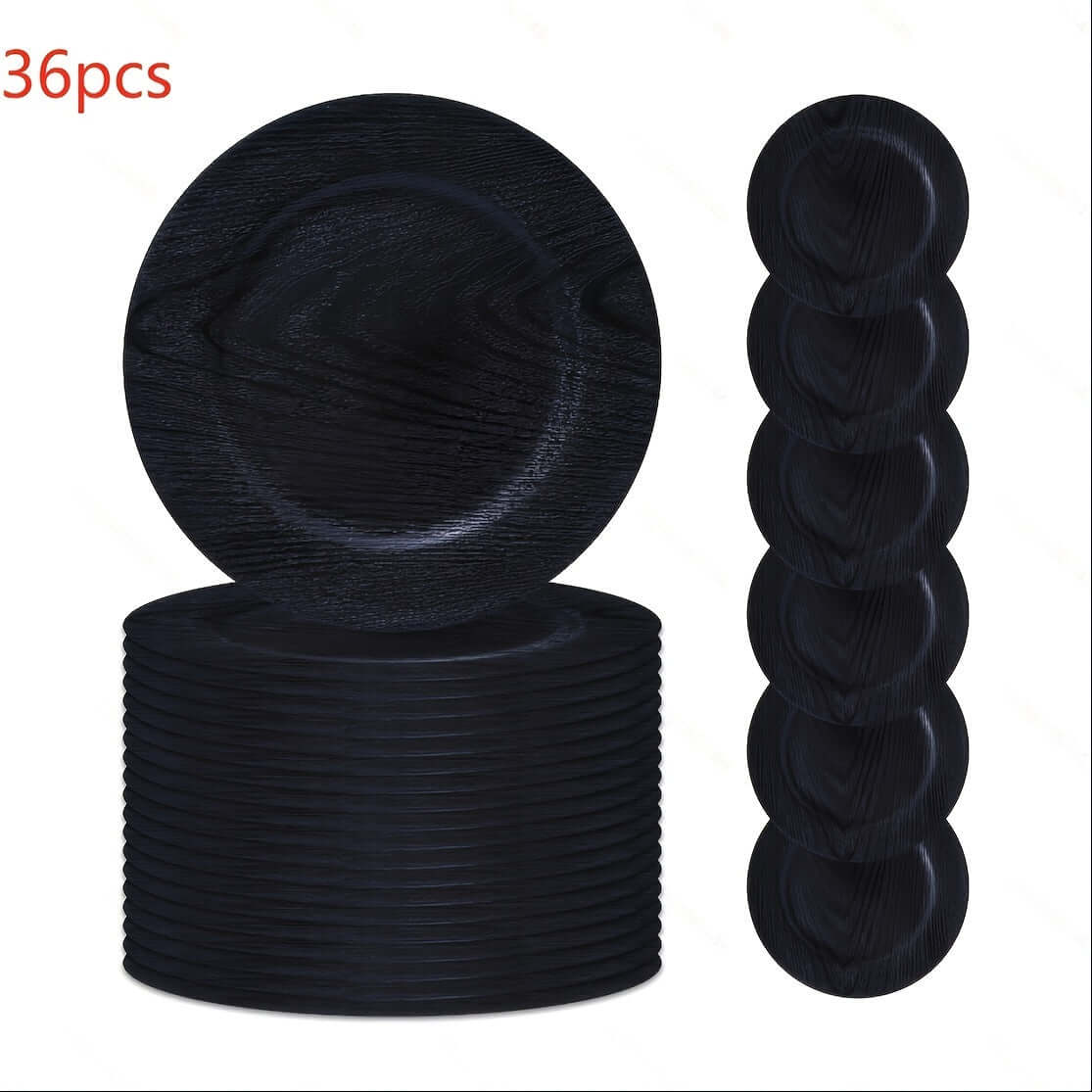 13'' Black Plastic Charger Plates - Wedding Set Charger Plates Luxurious Weddings