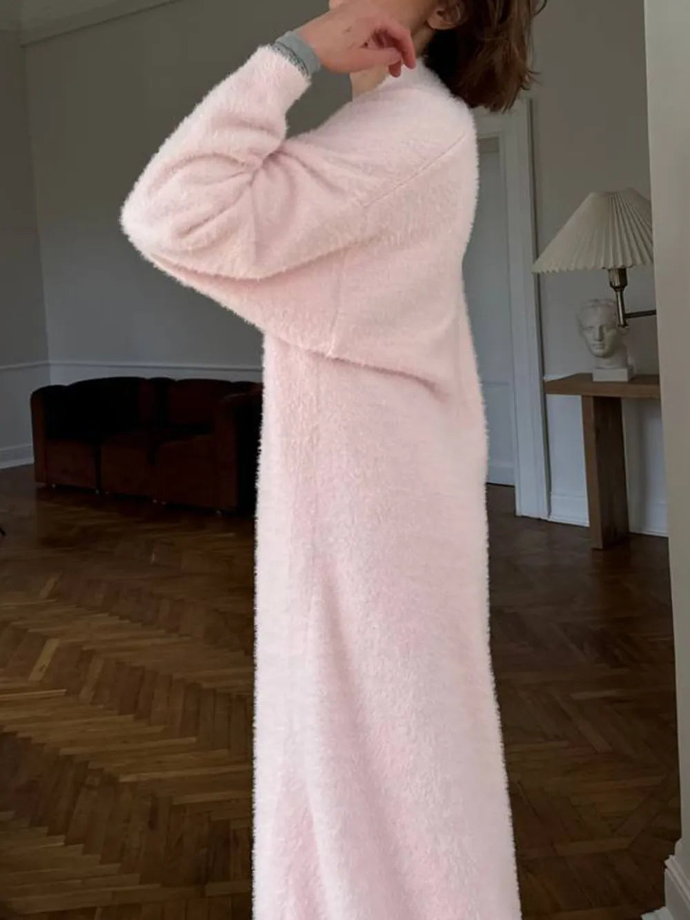 Fuzzy Open Front Solid Color Cardigan Cardigans Luxurious Weddings