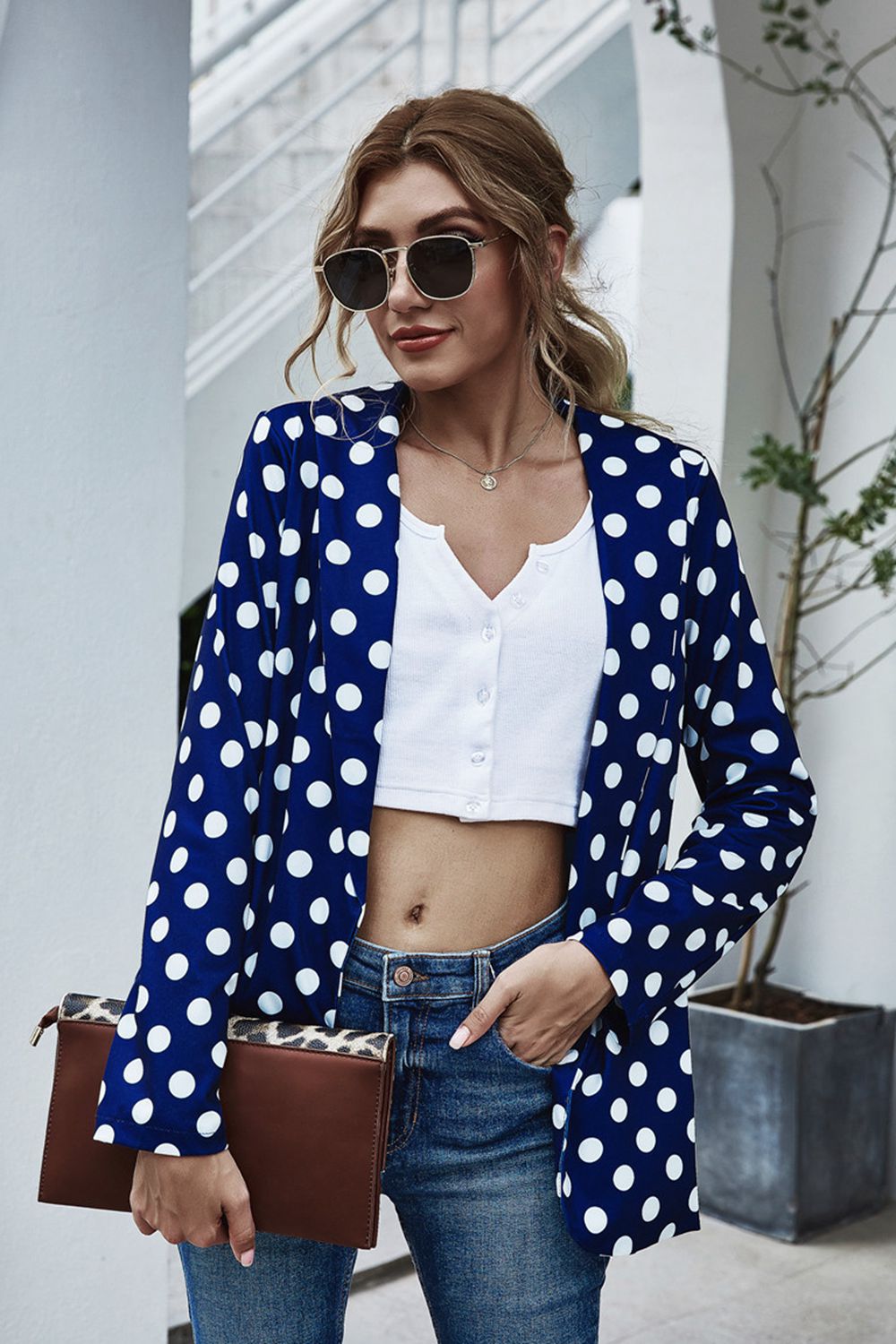 Polka Dot Long Sleeve Blazer blazers Luxurious Weddings