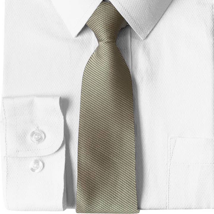 White Boys Dress Shirt, Solid Tan Tie Shirt Luxurious Weddings