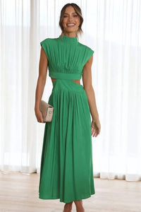 Cutout Mock Neck Sleeveless Ruched Dress Sleeveless dress Luxurious Weddings