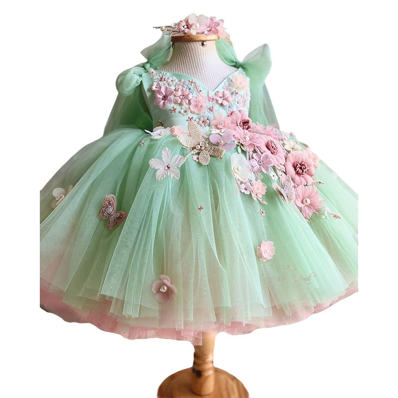 Children's Bow Mesh Bubble Skirt Dress Luxurious Weddings