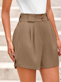 Two Button Wide Waistband Shorts Shorts Luxurious Weddings