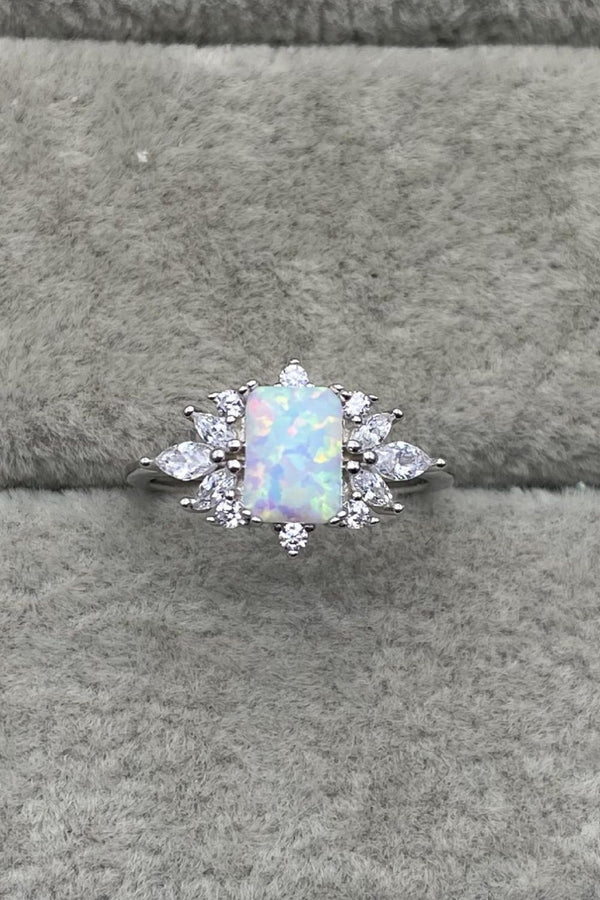 925 Sterling Silver Zircon and Opal Ring rings Luxurious Weddings