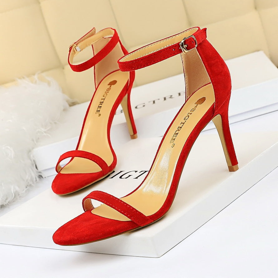 High-heeled suede open-toe pumps shoes Luxurious Weddings