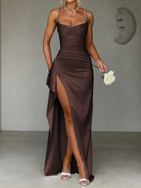 Slit Crisscross Back Maxi Cami Dress Formal Dress Luxurious Weddings