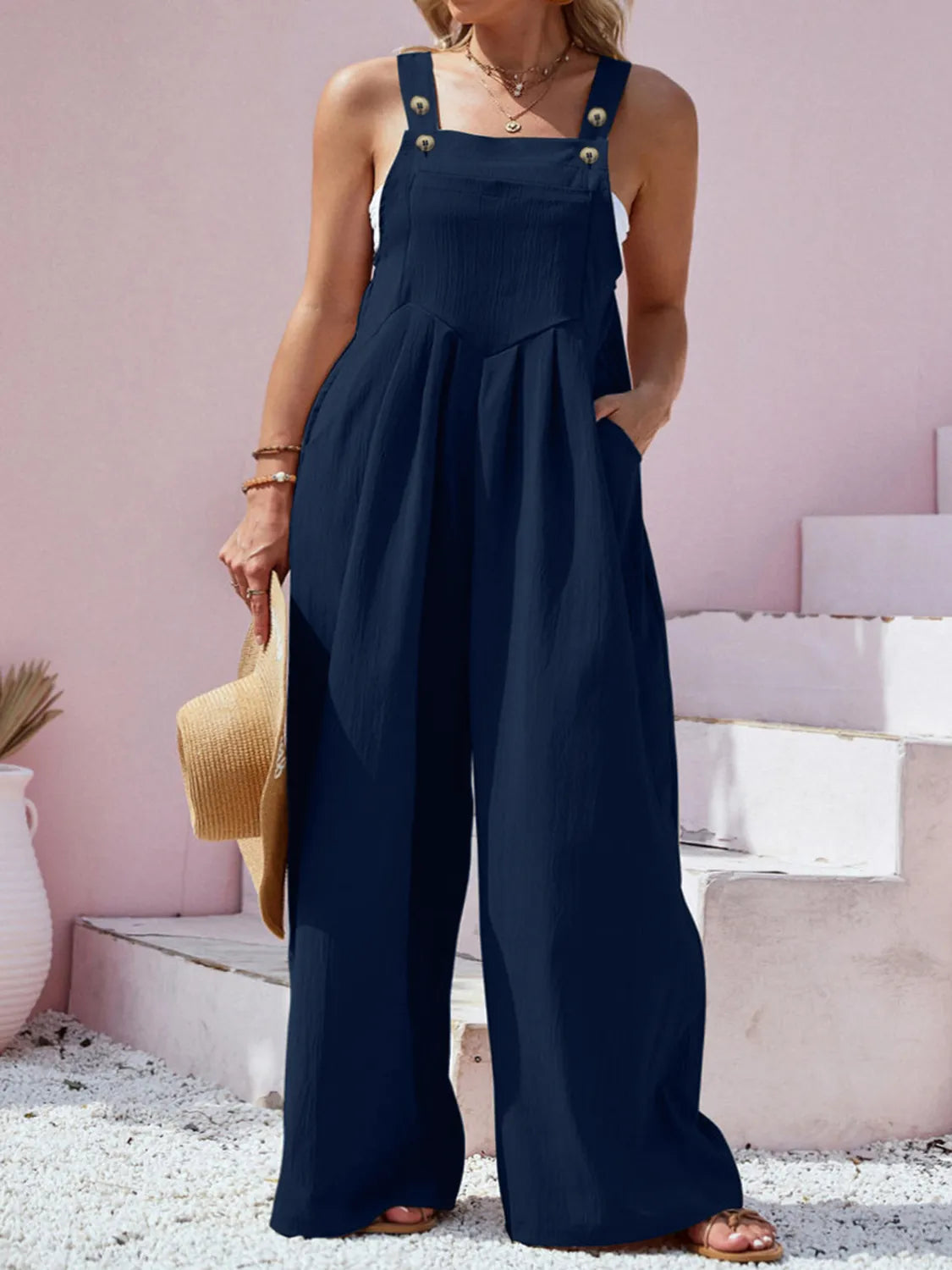 Plus Size Square Neck Wide Leg Overalls Plus size Luxurious Weddings