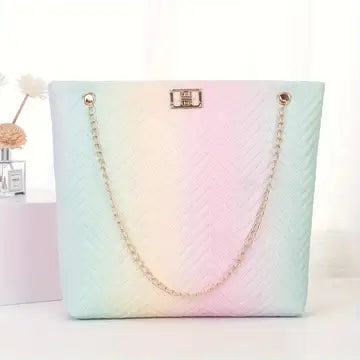 a purse with a chain hanging from it