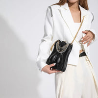 Chic Black Chain Handbags For Women's Messenger Bags Female Shoulder Bag Mobile Phone Bag Small Crossbody Wallet Handbags Luxurious Weddings