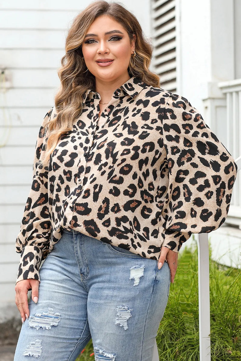 Plus Size Printed Long Sleeve Shirt Plus size blouse Luxurious Weddings
