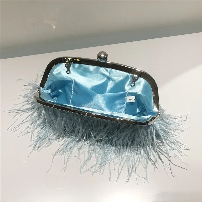 Feather Evening Crossbody Bag Pearl Handbags Luxurious Weddings