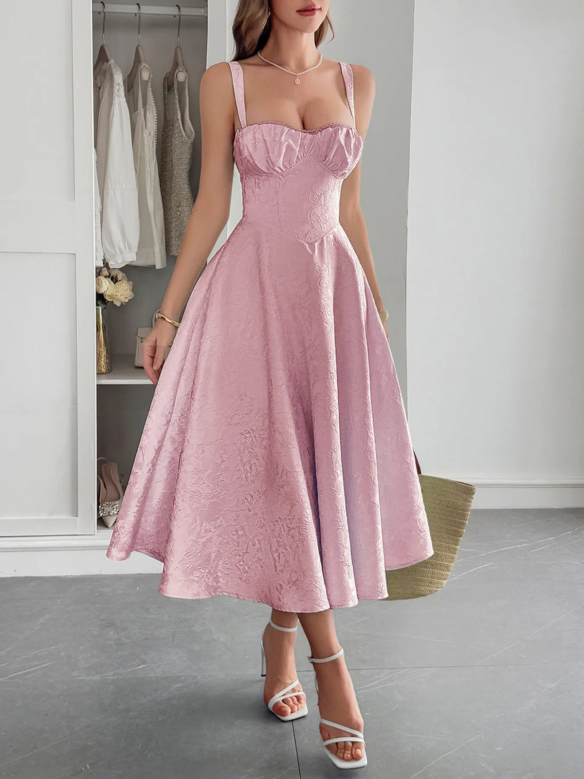Lace-Up Sleeveless Midi Dress Luxurious Weddings