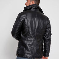 Men's Tiberius Premium Lambskin Leather Coat with Fur OUTERWEAR Luxurious Weddings