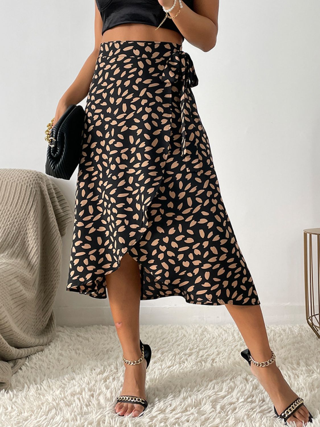 Tied Slit Printed Skirt Skirts Luxurious Weddings