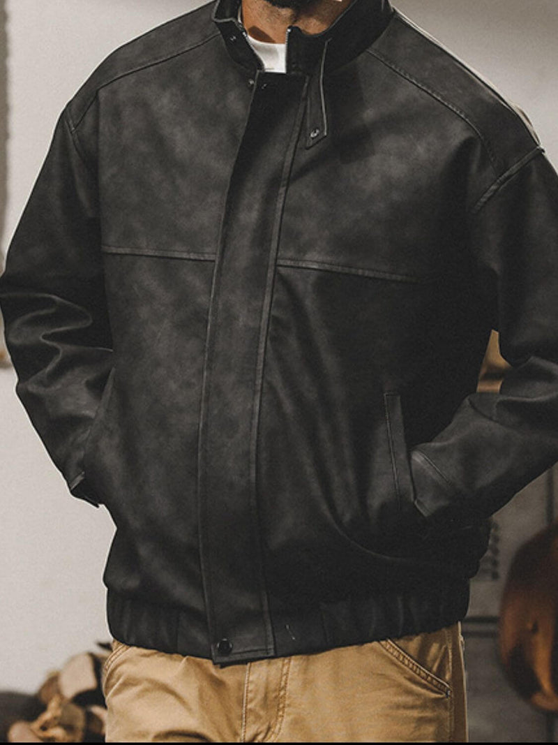 Men's Plus Size Zip Up Stand Collar Biker Jacket Jacket Luxurious Weddings