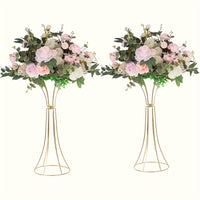 Gold Metal Trumpet Vase Set - Elegant Decor Vases Luxurious Weddings